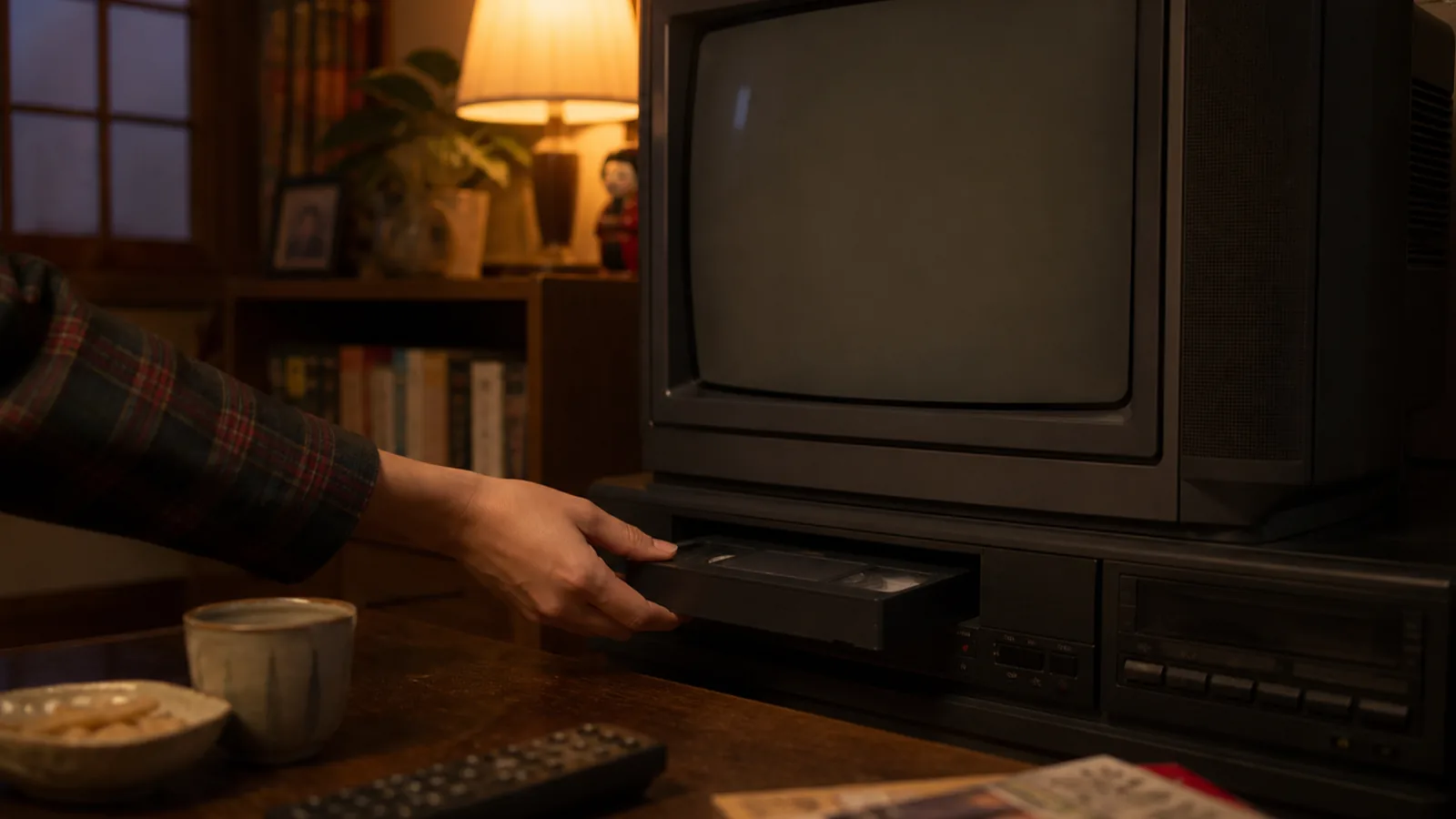昭和末期のVHSビデオテープと録画予約のリモコン