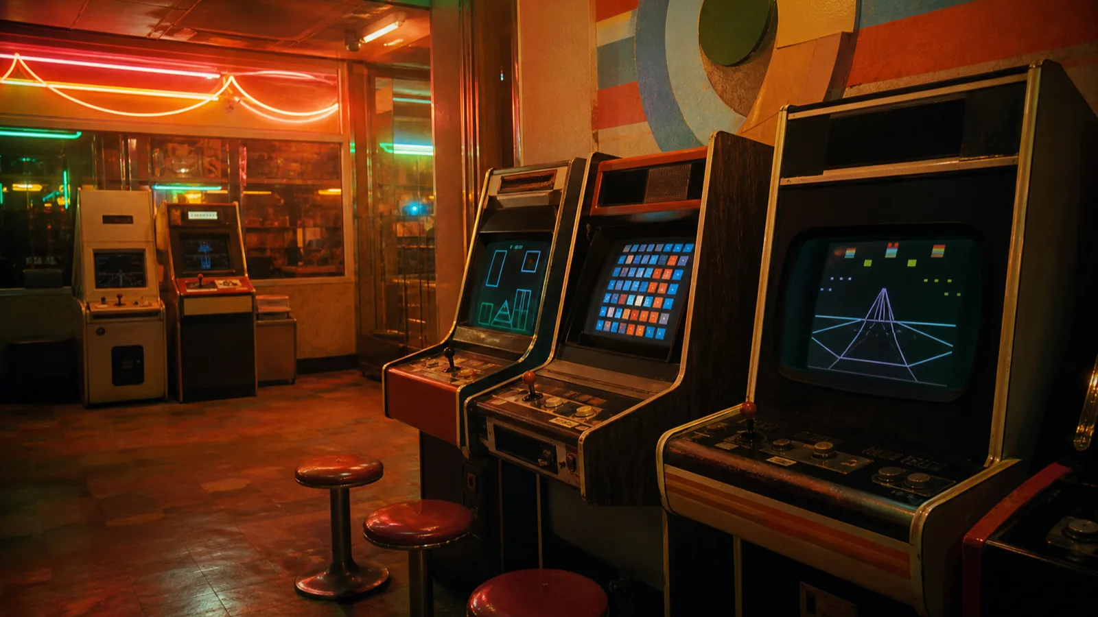 昭和のゲームセンターを思わせる硬貨と無地のアーケード台