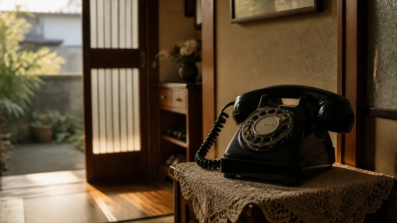 昭和50年代の黒電話と家族の伝言メモ
