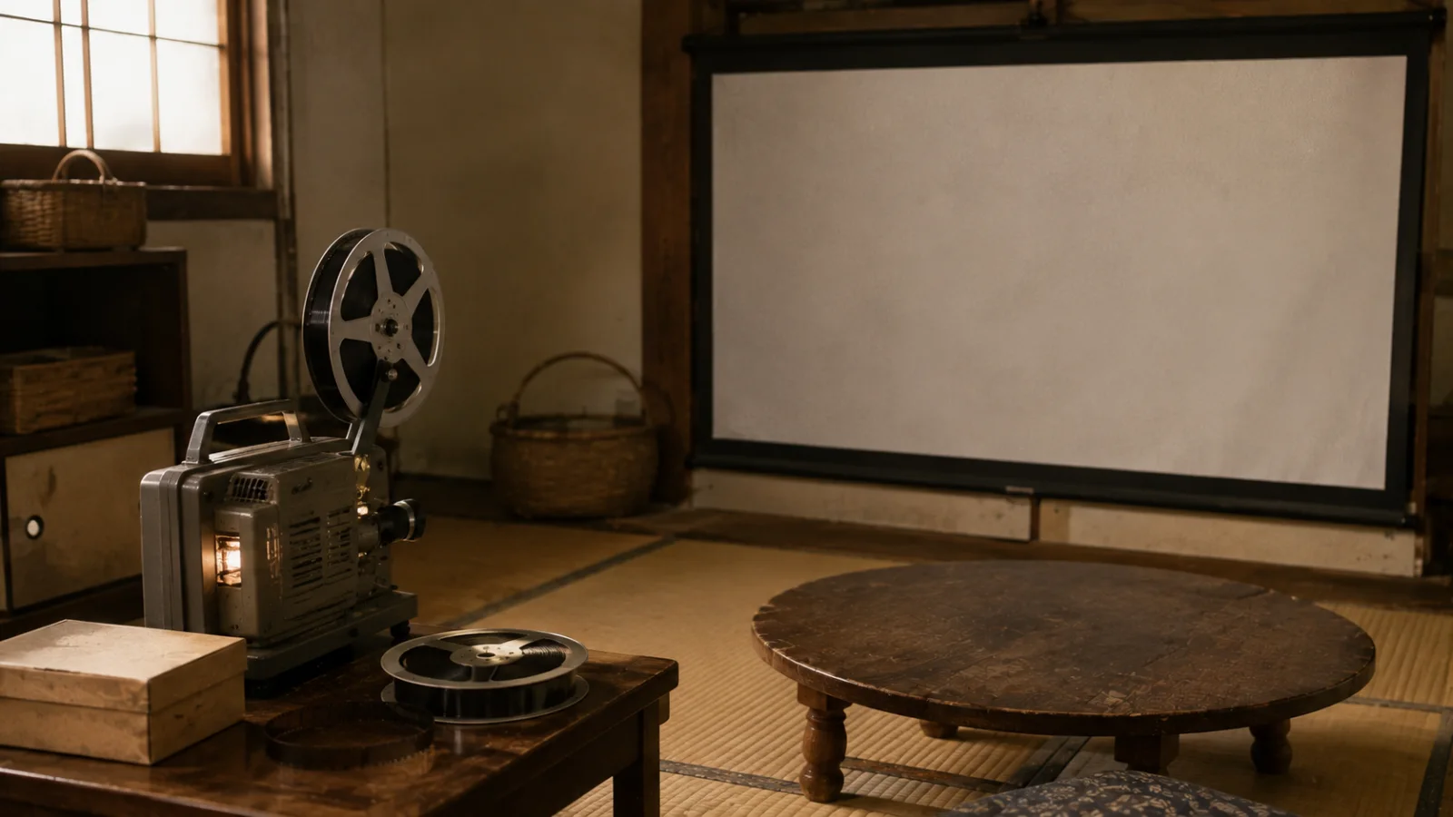 昭和30年代後半〜40年代(1960〜1969年ごろ)の8ミリ映写機を思わせる横長の記憶風景