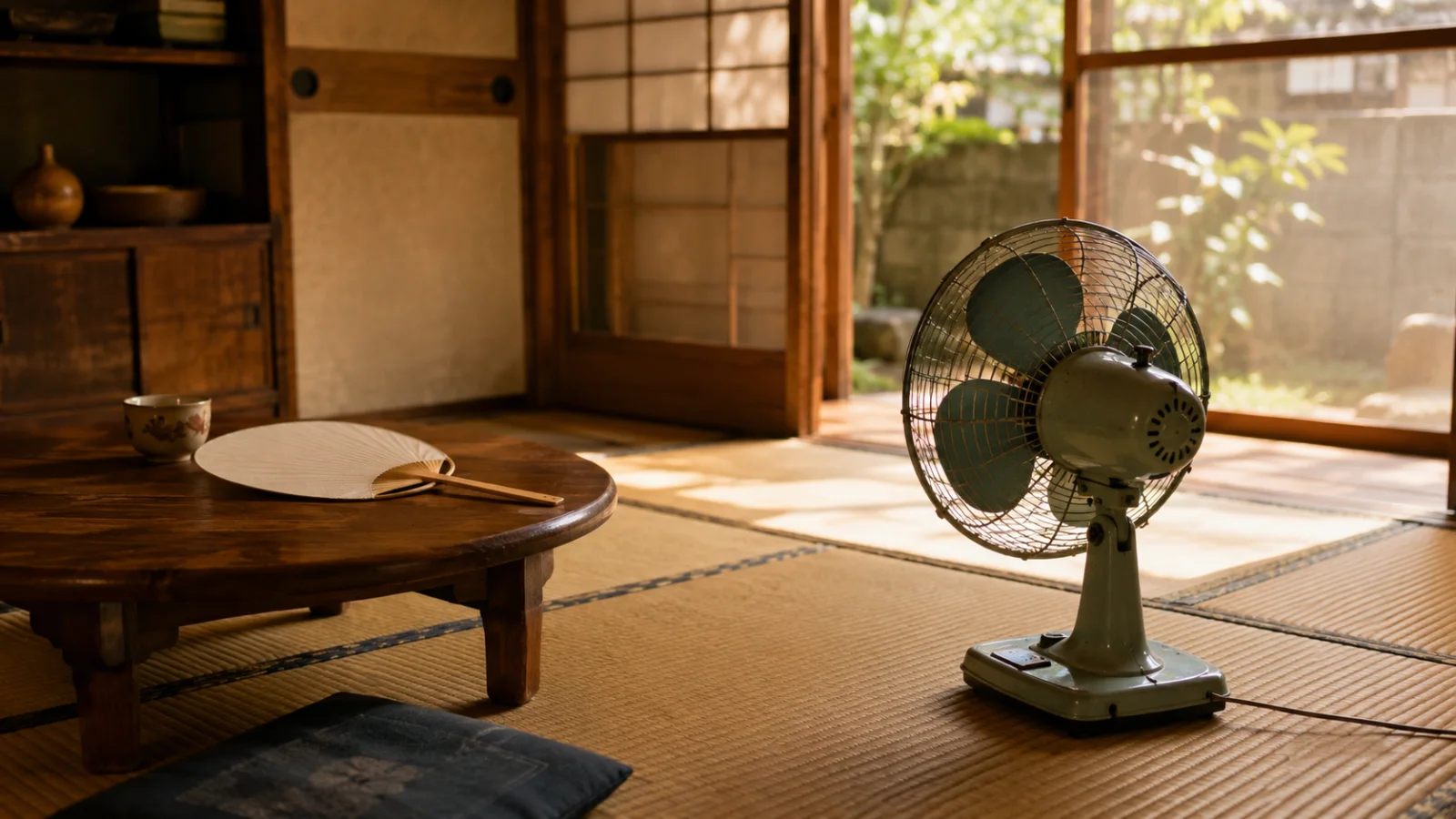 昭和30年代後半〜40年代(1960〜1969年ごろ)の電気扇風機を思わせる横長の記憶風景