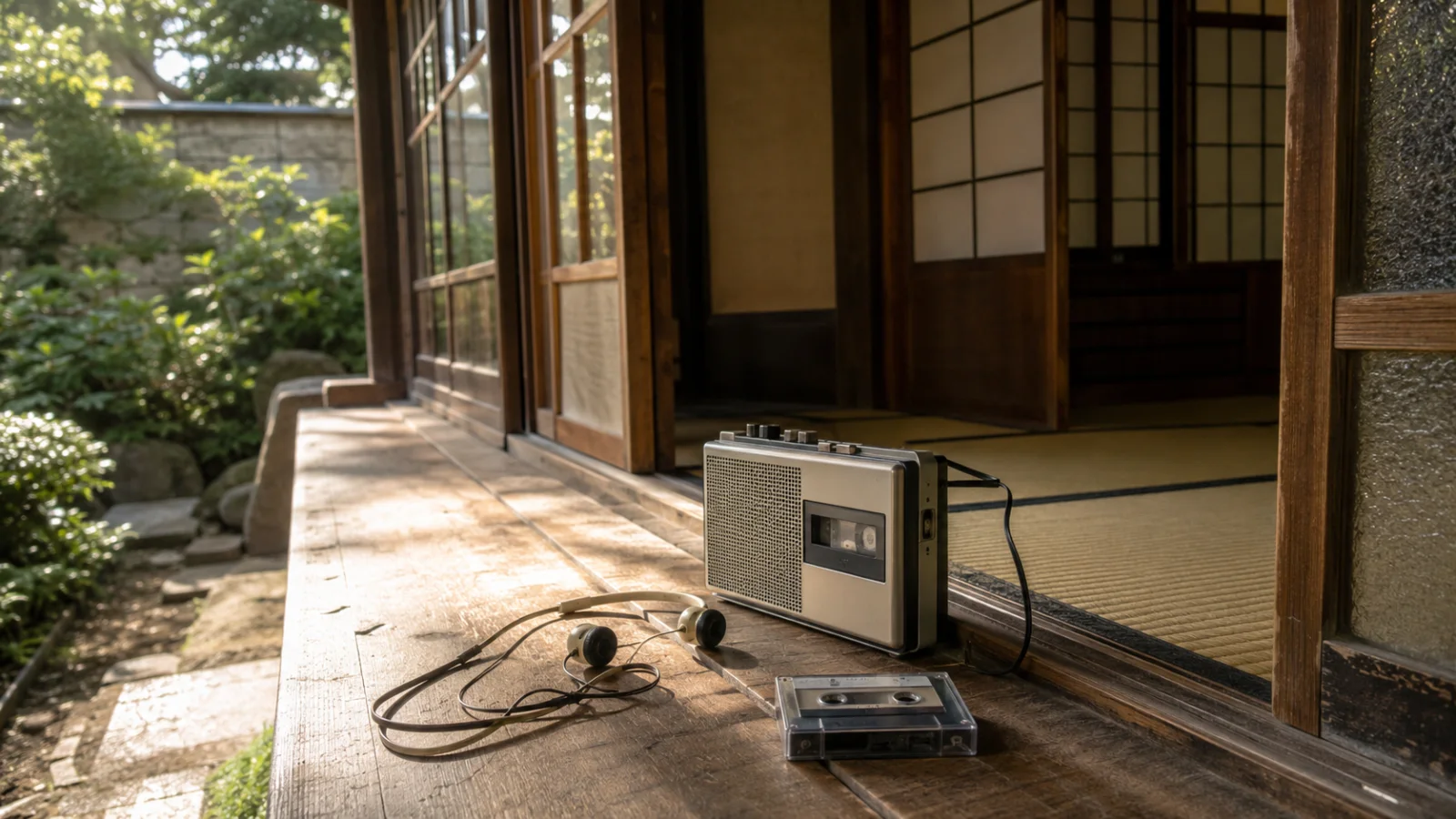 昭和40年代(1965〜1974年ごろ)のカセット式ラジオを思わせる横長の記憶風景