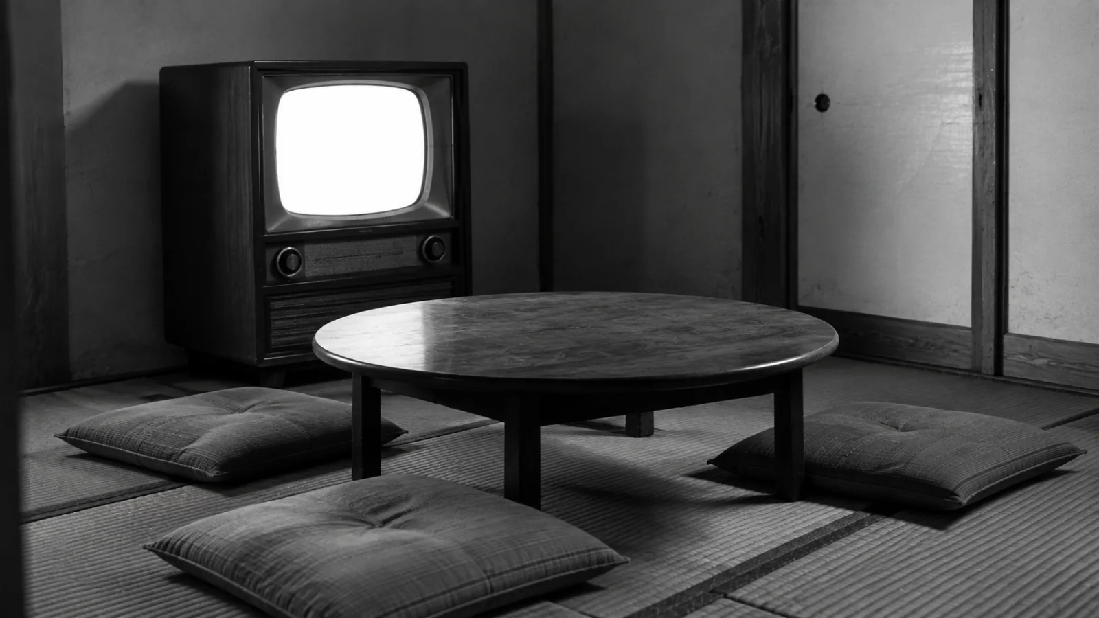 昭和30年代（1955〜1964年ごろ）の白黒テレビを思わせる横長の記憶風景