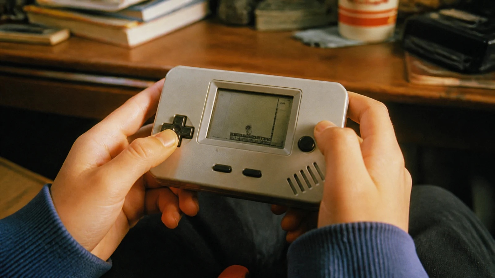昭和末期〜平成初期（1989〜1996年ごろ）のゲームボーイを思わせる横長の記憶風景