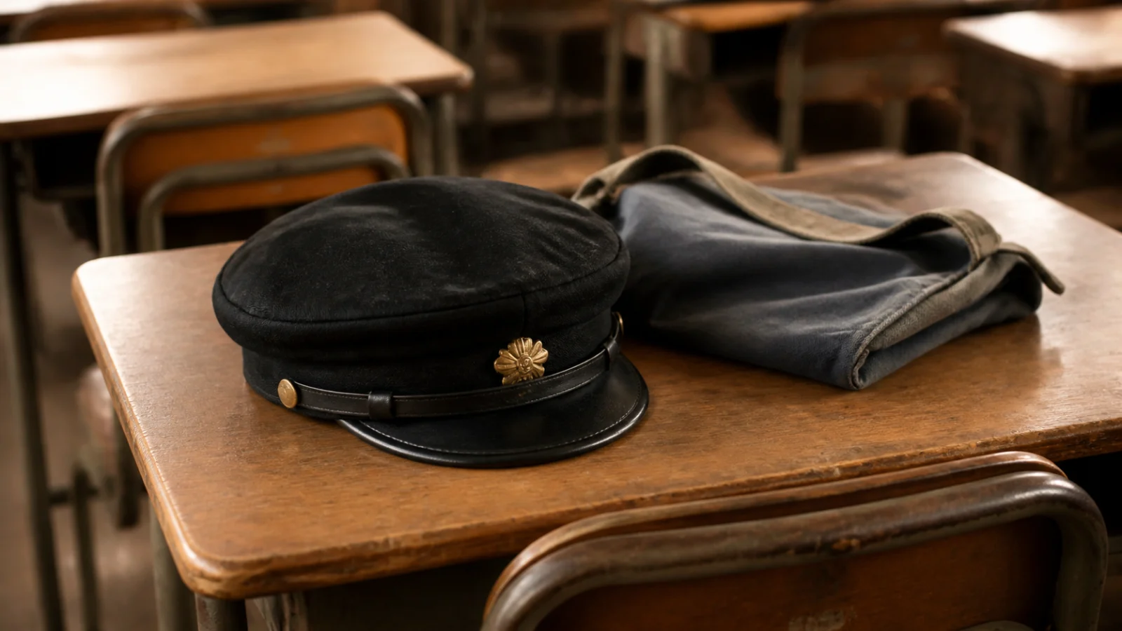 昭和40年代（1965〜1974年ごろ）の学帽を思わせる横長の記憶風景