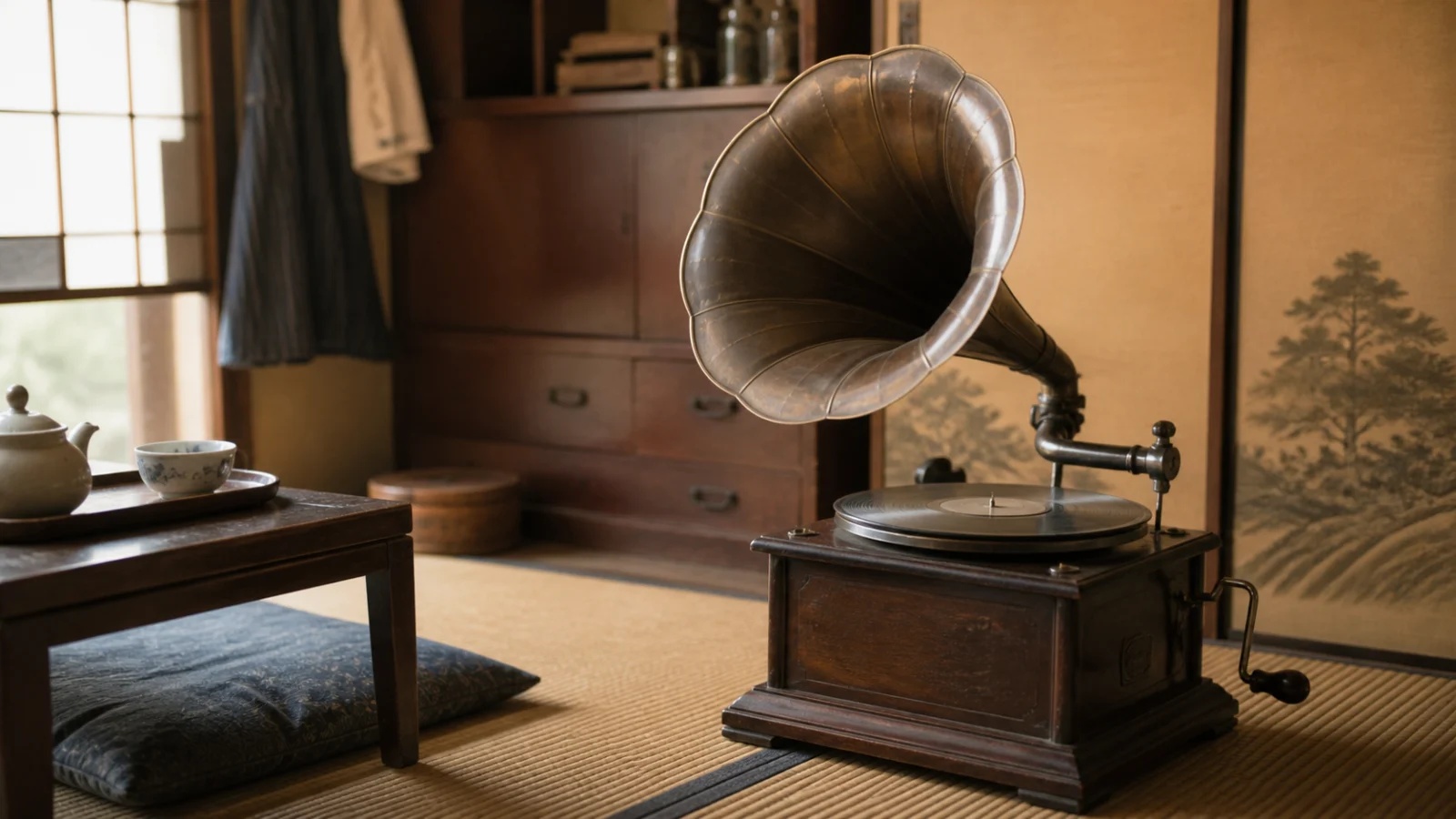 昭和20年代〜30年代(1945〜1960年ごろ)の蓄音機を思わせる横長の記憶風景