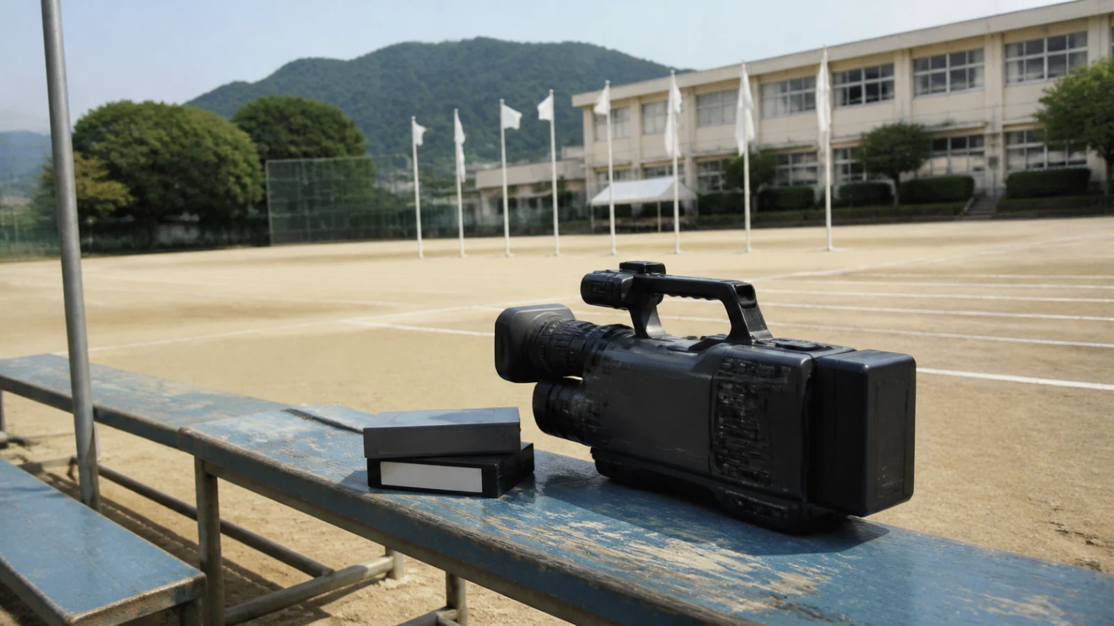 昭和末期〜平成初期（1985〜1995年ごろ）の家庭用ビデオカメラを思わせる横長の記憶風景