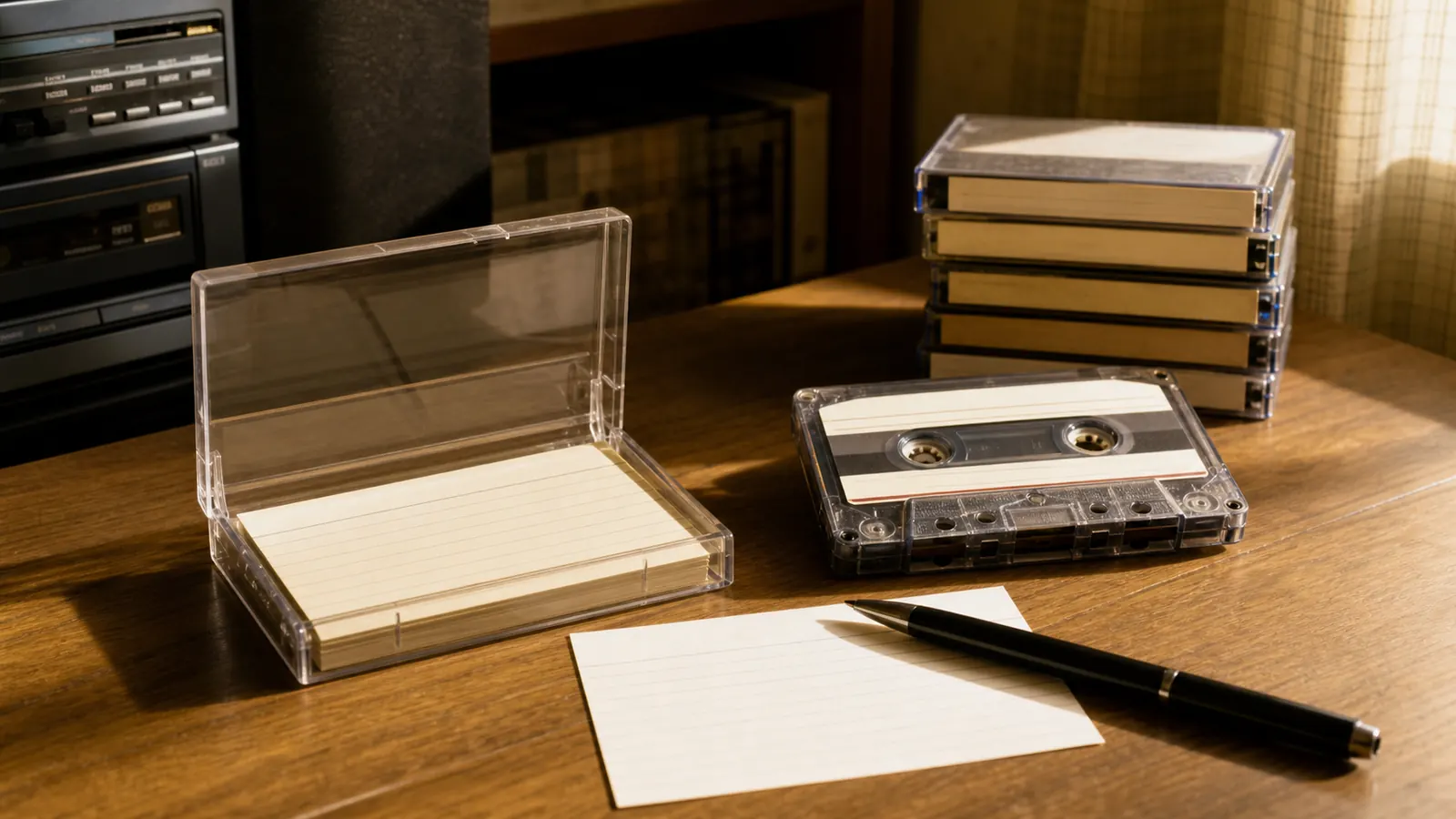 昭和末期〜平成初期(1985〜1995年ごろ)のカセットテープのインデックスカードを思わせる横長の記憶風景