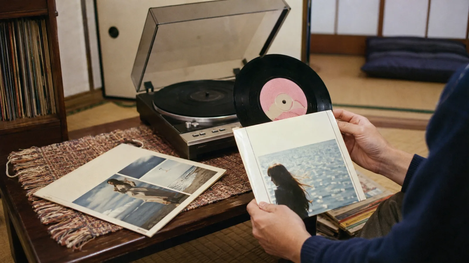 昭和50年代(1975〜1984年ごろ)のEPレコードのジャケットを思わせる横長の記憶風景