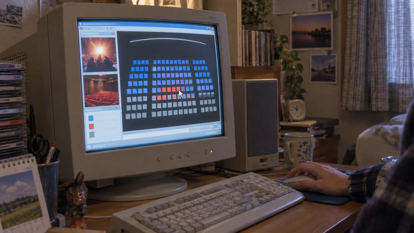 平成中期(1999〜2007年ごろ)の映画館のインターネット座席予約を思わせる横長の記憶風景