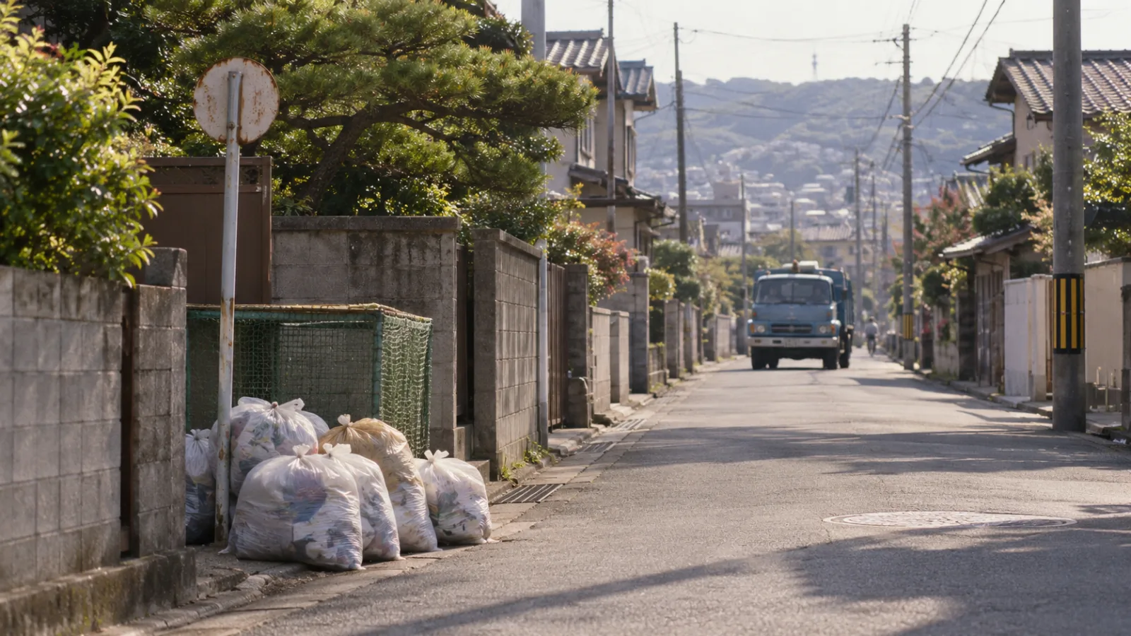 昭和50年代(1975〜1984年ごろ)のごみ収集車のメロディを思わせる横長の記憶風景