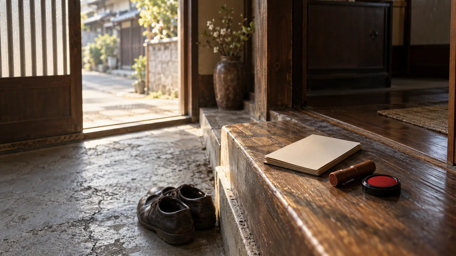 昭和30年代〜50年代（1955〜1980年ごろ）の受信料の集金人を思わせる横長の記憶風景