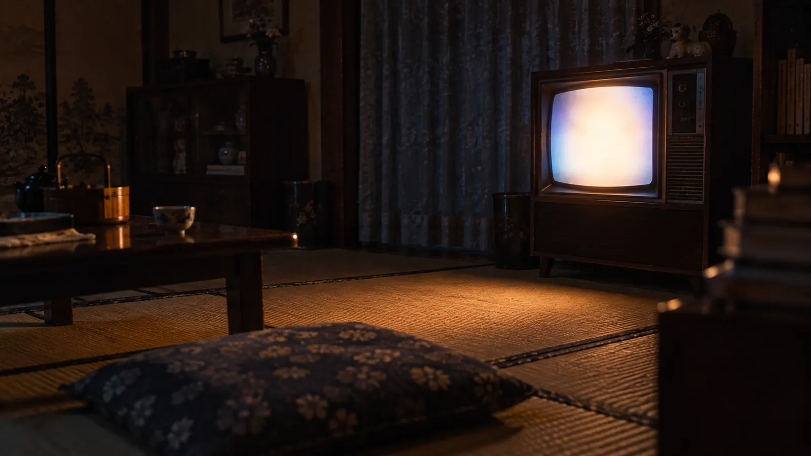 昭和40年代後半〜60年代（1973〜1988年ごろ）のテレビの洋画劇場を思わせる横長の記憶風景