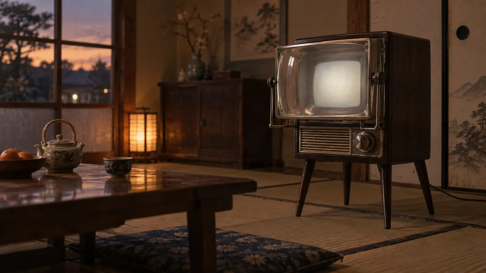昭和20年代〜30年代（1953〜1964年ごろ）のテレビの拡大レンズを思わせる横長の記憶風景