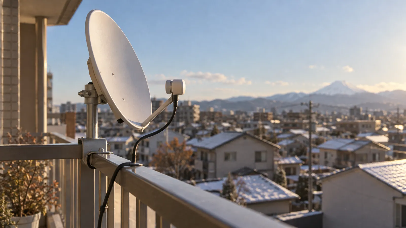 平成初期（1990〜2000年ごろ）の衛星放送のパラボラアンテナを思わせる横長の記憶風景