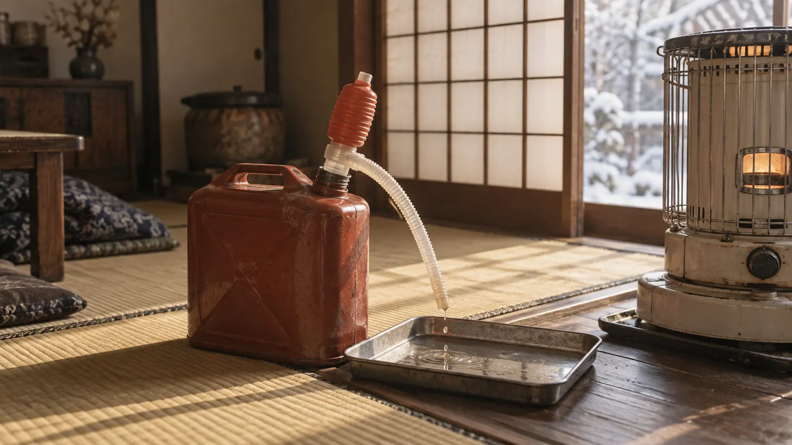 昭和50年代〜60年代（1975〜1988年ごろ）の石油ストーブの給油ポンプを思わせる横長の記憶風景