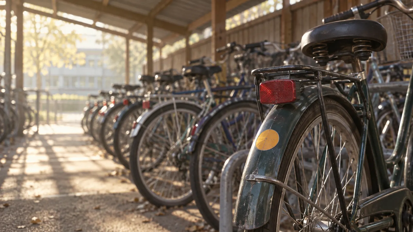 平成中期（1998〜2010年ごろ）の自転車通学の許可ステッカーを思わせる横長の記憶風景