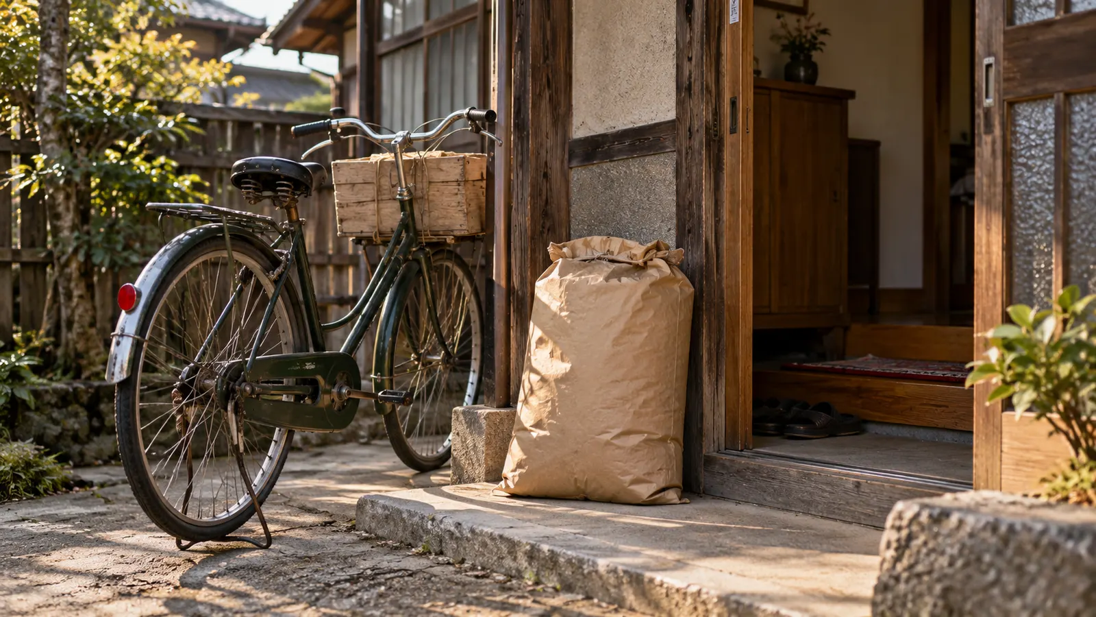 昭和30年代後半〜50年代(1962〜1980年ごろ)の米屋の配達を思わせる横長の記憶風景