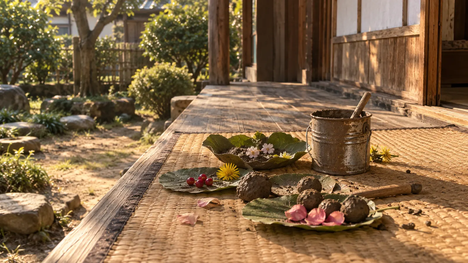 昭和40年代〜50年代（1965〜1980年ごろ）のままごと遊びを思わせる横長の記憶風景