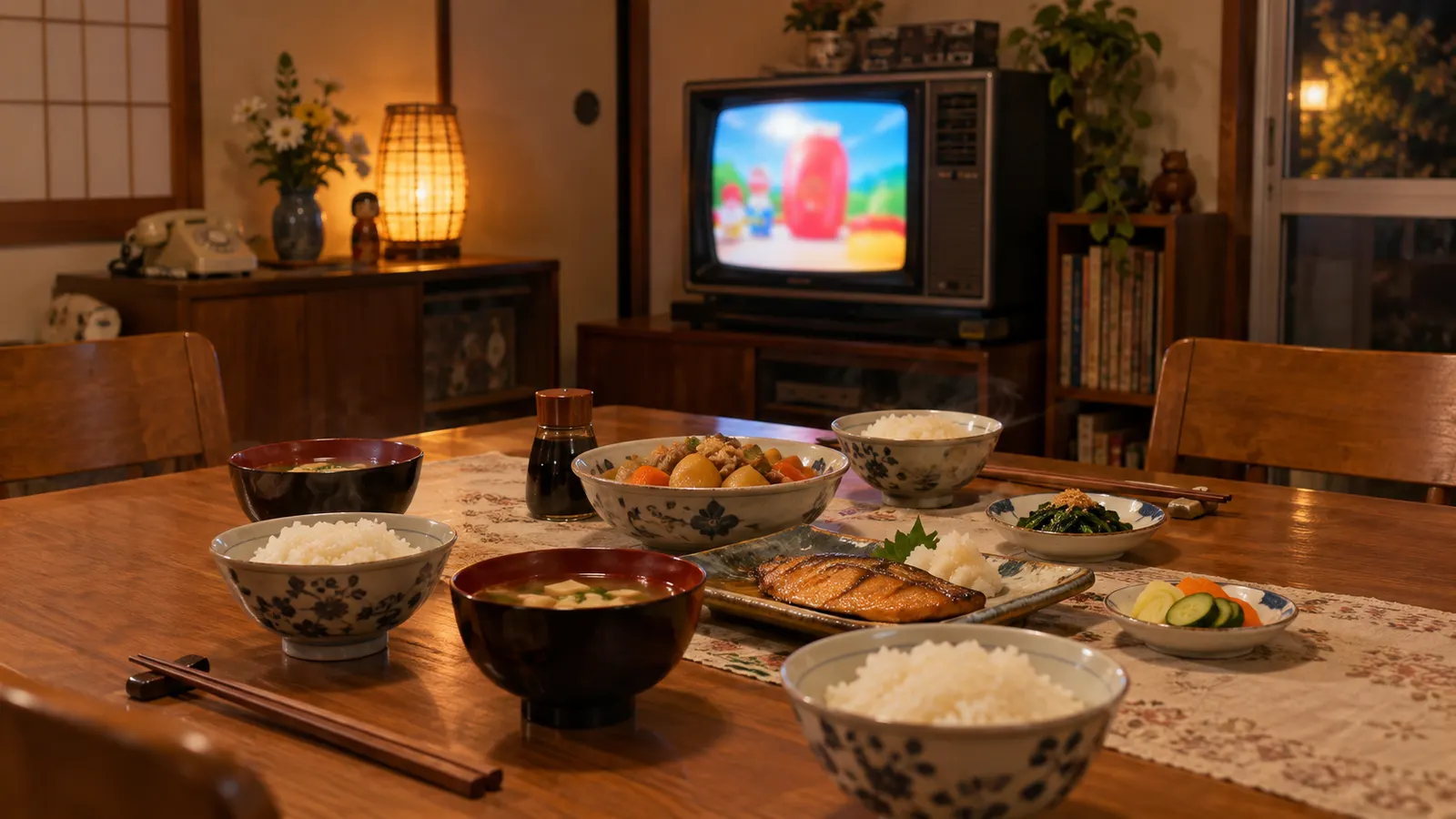 昭和50年代後半〜平成10年代（1980〜2000年ごろ）のテレビのCMソングを思わせる横長の記憶風景