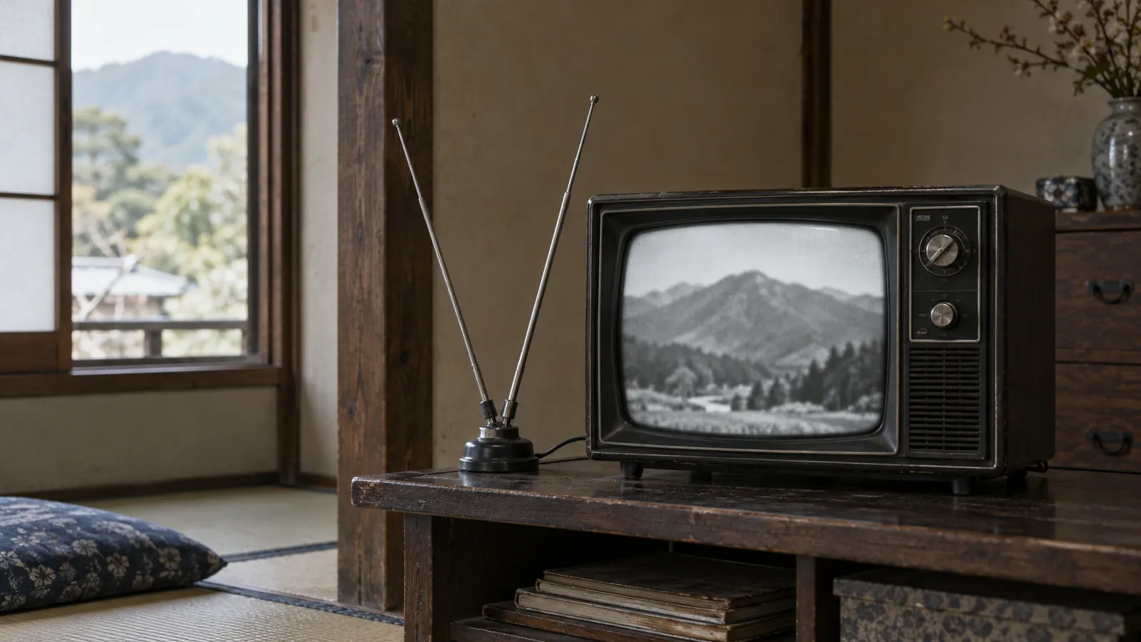 昭和中期（1965〜1974年ごろ）のテレビの室内アンテナを思わせる横長の記憶風景