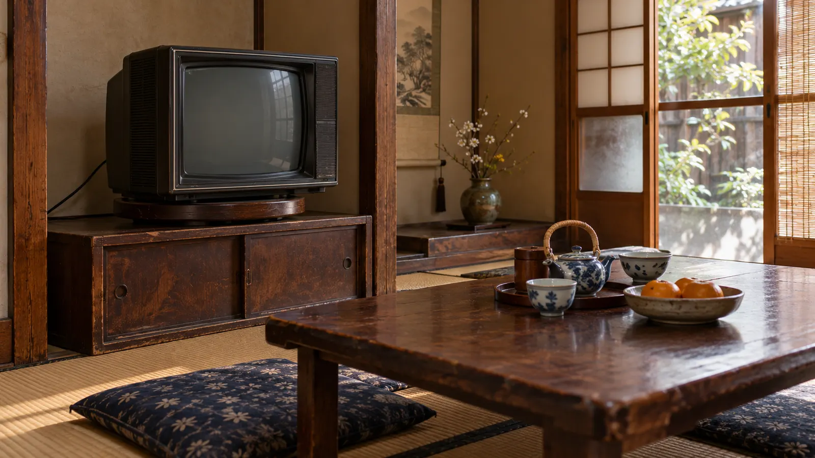昭和後期（1975〜1984年ごろ）のテレビ台の回転板を思わせる横長の記憶風景