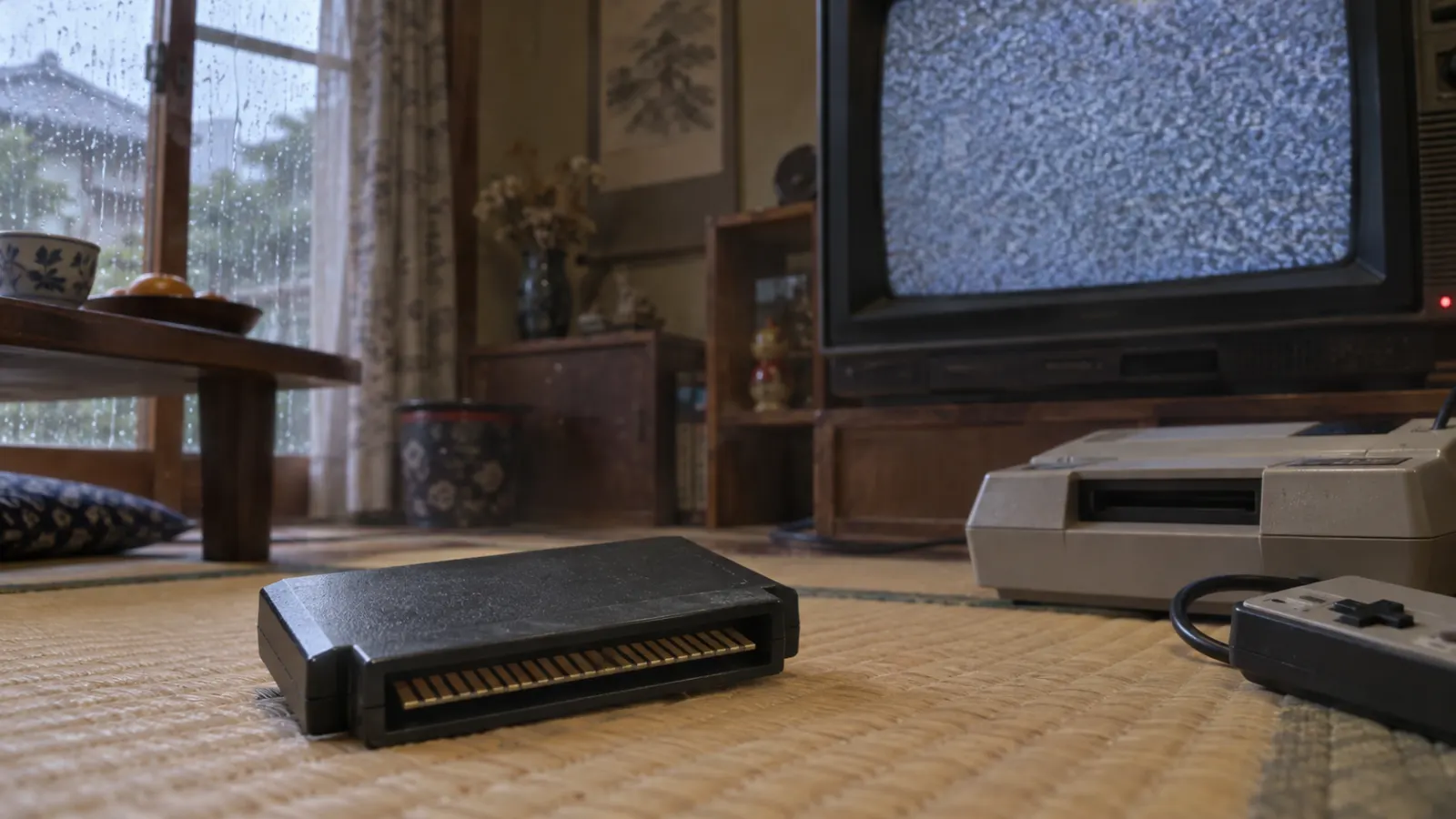 昭和50年代後半〜60年代（1983〜1989年ごろ）のファミコンカセットの端子を主役にした懐かしい横長写真