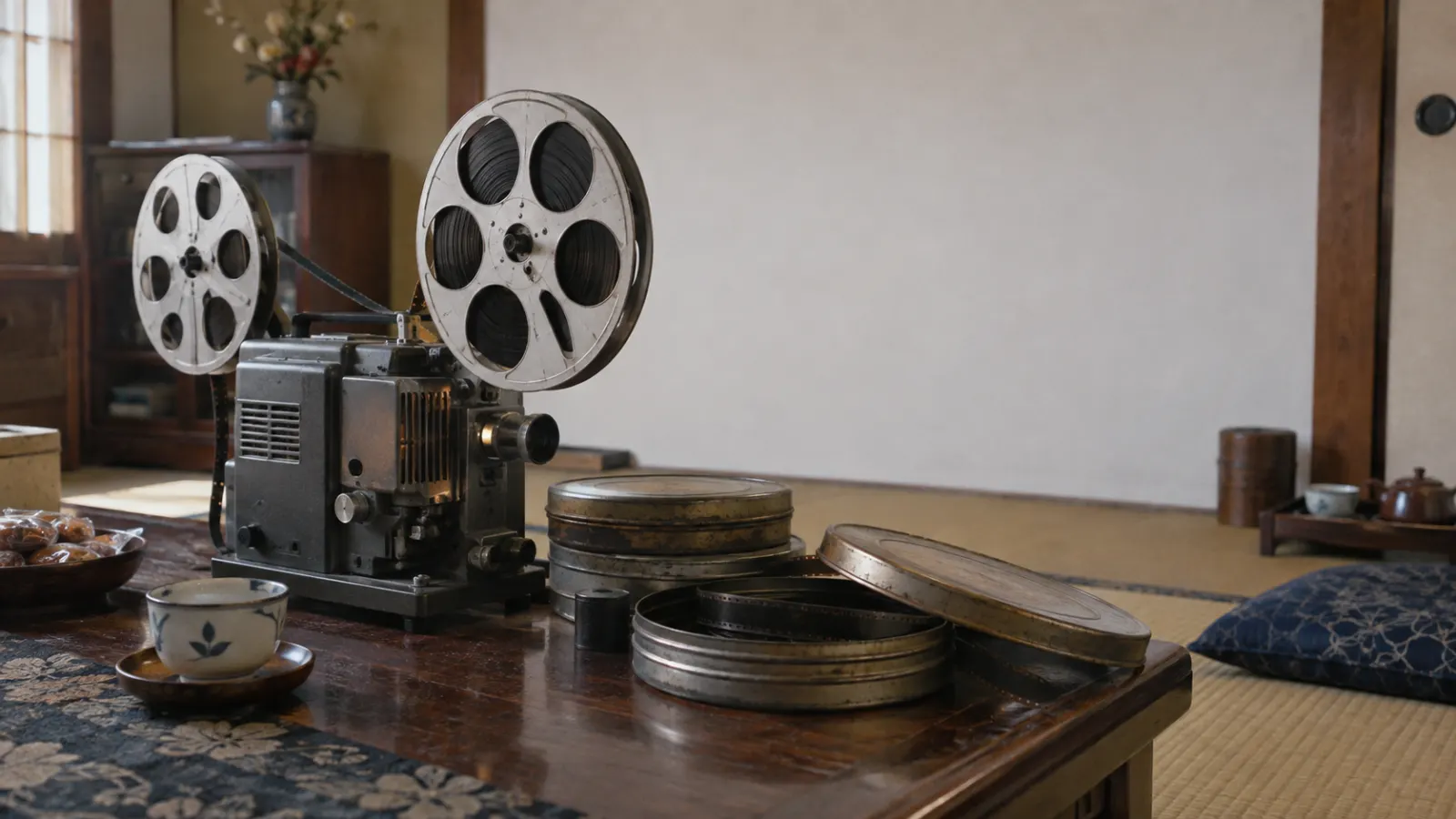 昭和40年代〜50年代(1965〜1979年ごろ)の8ミリ映写機のリールを主役にした懐かしい横長写真
