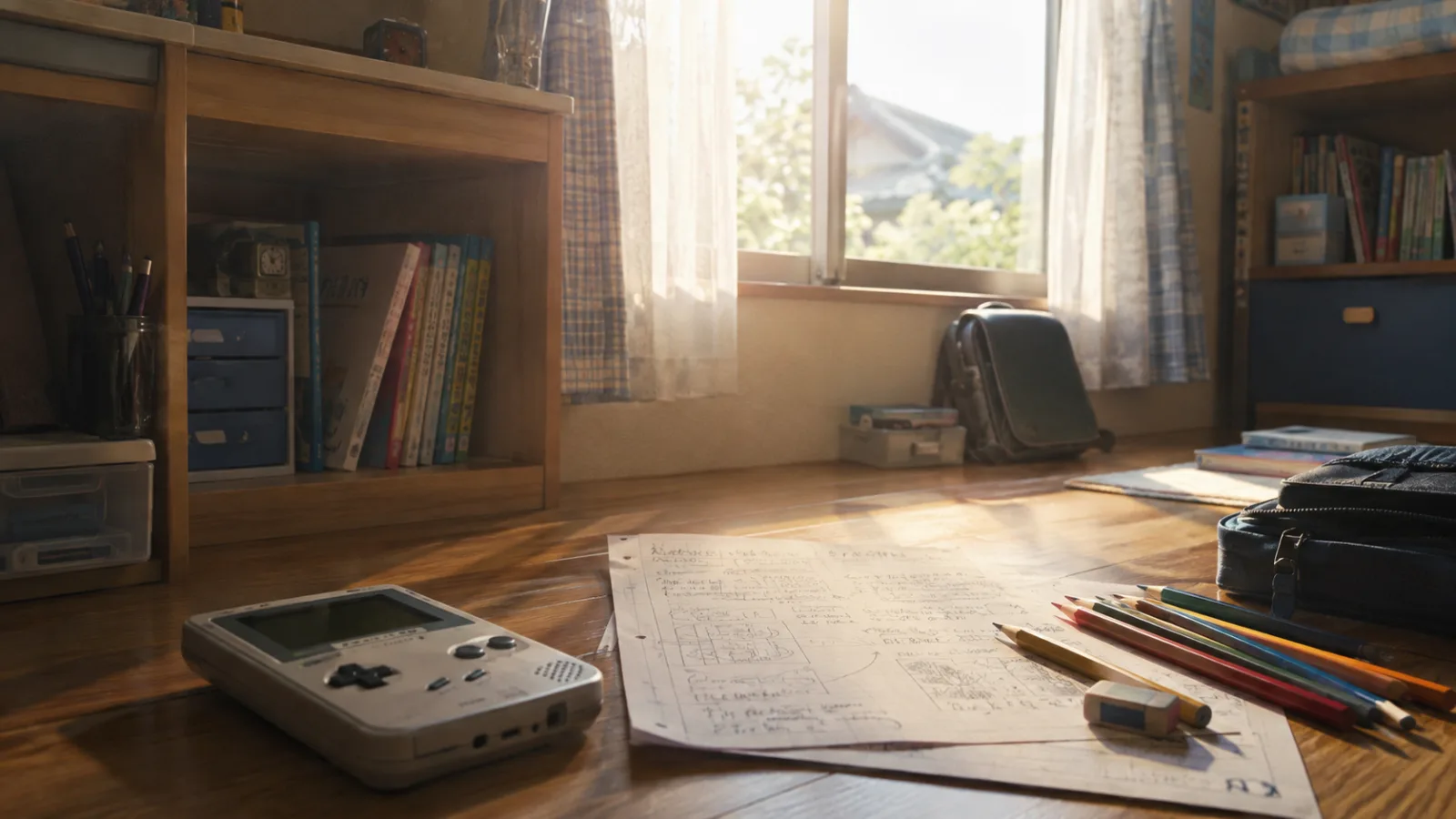 平成の放課後に友だちとゲームの攻略を語る机